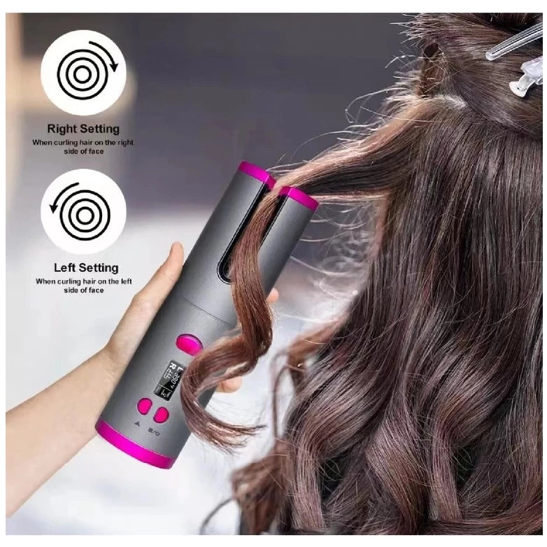 Modelador de cabelo automático sem fio com bateria recarregável de cerâmica embutida ANJGG