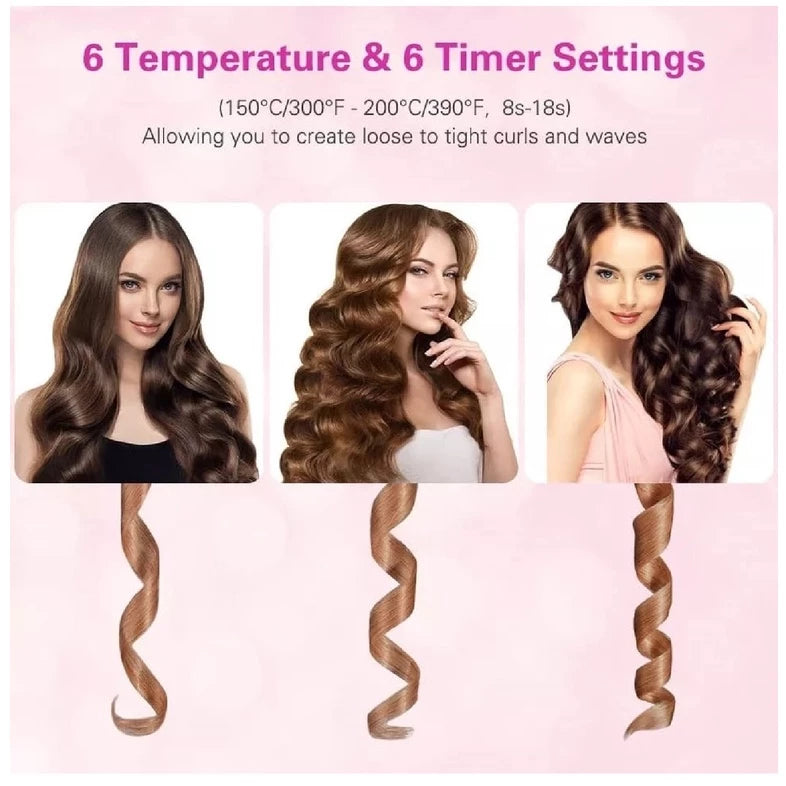 Modelador de cabelo automático sem fio com bateria recarregável de cerâmica embutida ANJGG