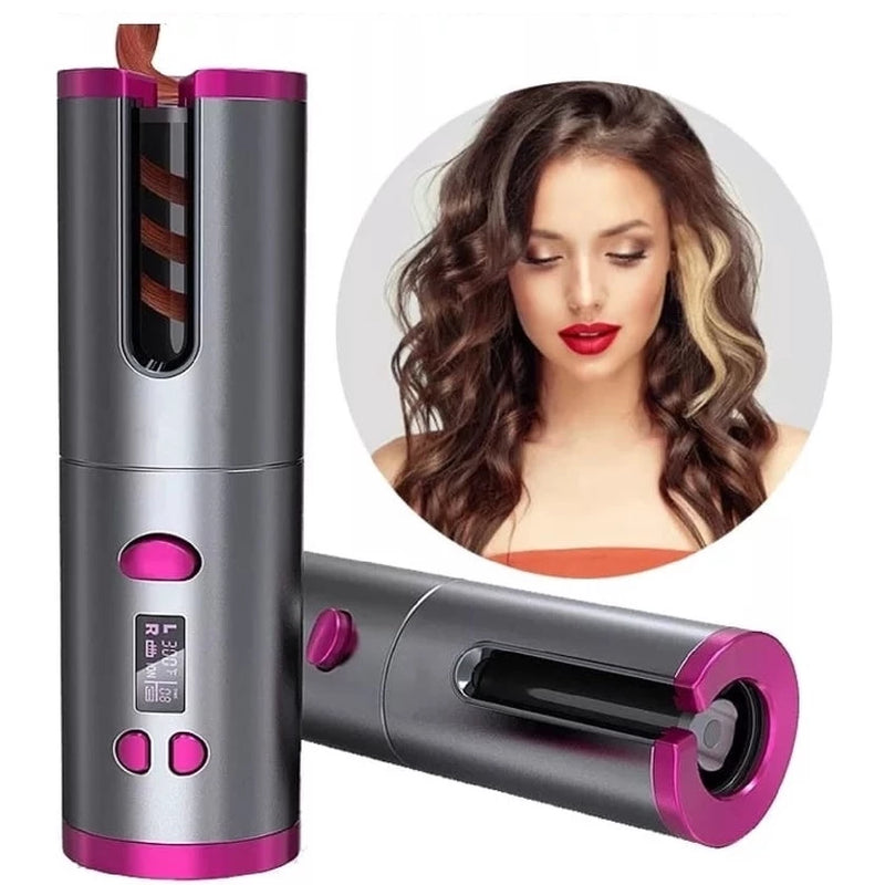 Modelador de cabelo automático sem fio com bateria recarregável de cerâmica embutida ANJGG