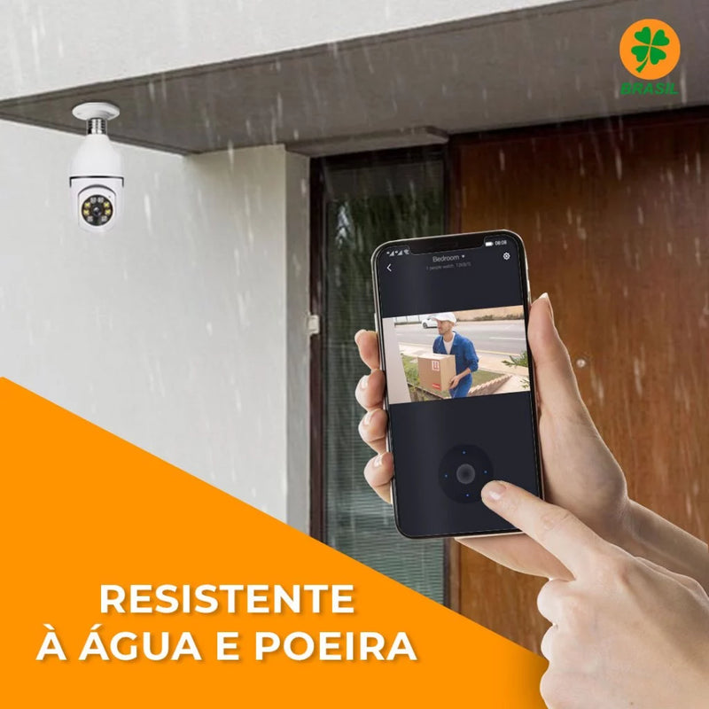 Câmera Wi-fi de Segurança 360 graus IP sem fio com encaixe lampada bocal E27 visão noturna microfone Yoosee- Bivolt