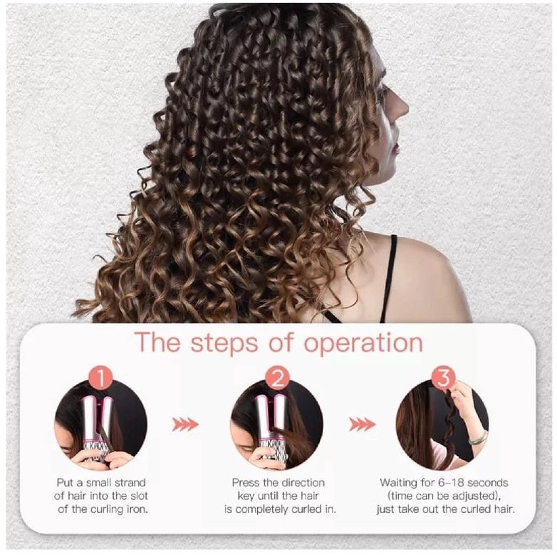 Modelador de cabelo automático sem fio com bateria recarregável de cerâmica embutida ANJGG
